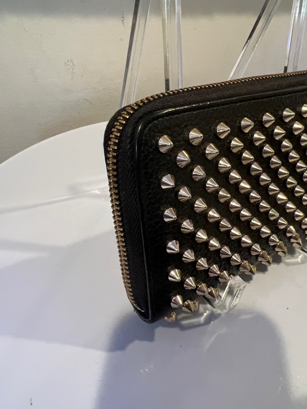 Christian Louboutin Pannetone Black Spiked Long Zippy Wallet - Picture 5 of 12